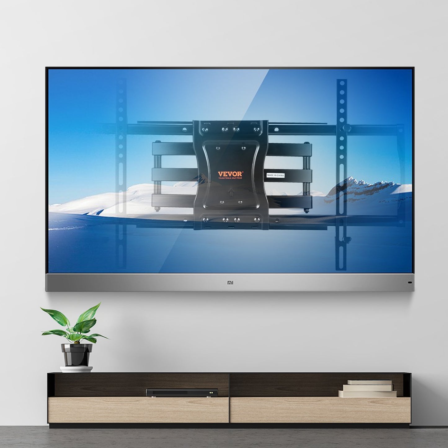 Fullrörligt TV-fäste passar de flesta 37-75 tums TV-apparater, vridbart, lutbart, horisontellt justerbart TV-väggfäste med 4 ledade armar, max VESA 600x400 mm, klarar upp till 59 kg