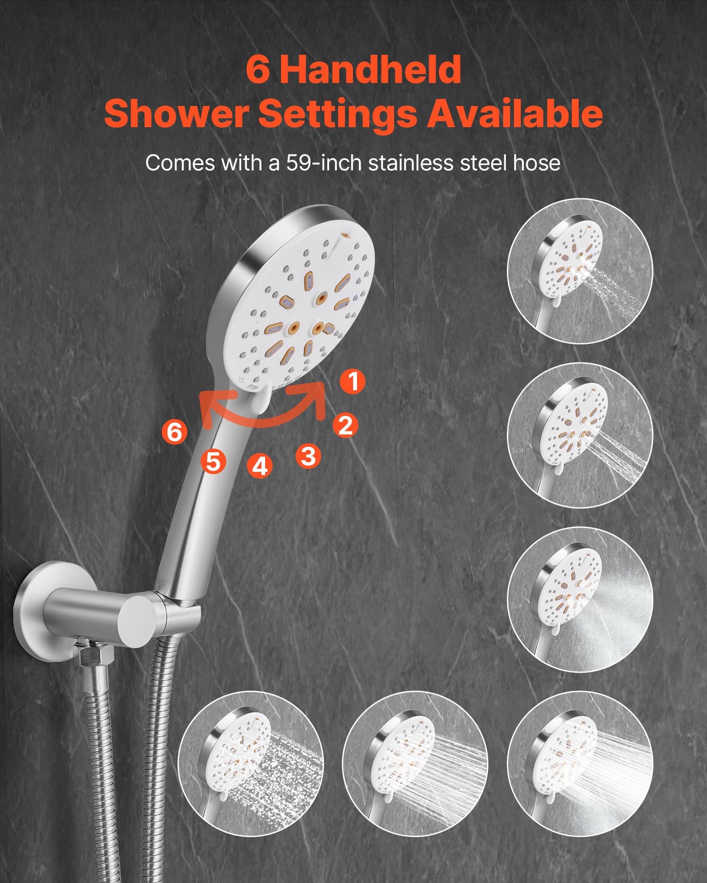 Duschblandareset, regnduschsystem för badrum med 10-tums (25,4 cm) runt regnduschhuvud och handhållen duschstråle, väggmonterade badkarsarmaturer med mässingsventil och lister, borstad nickel
