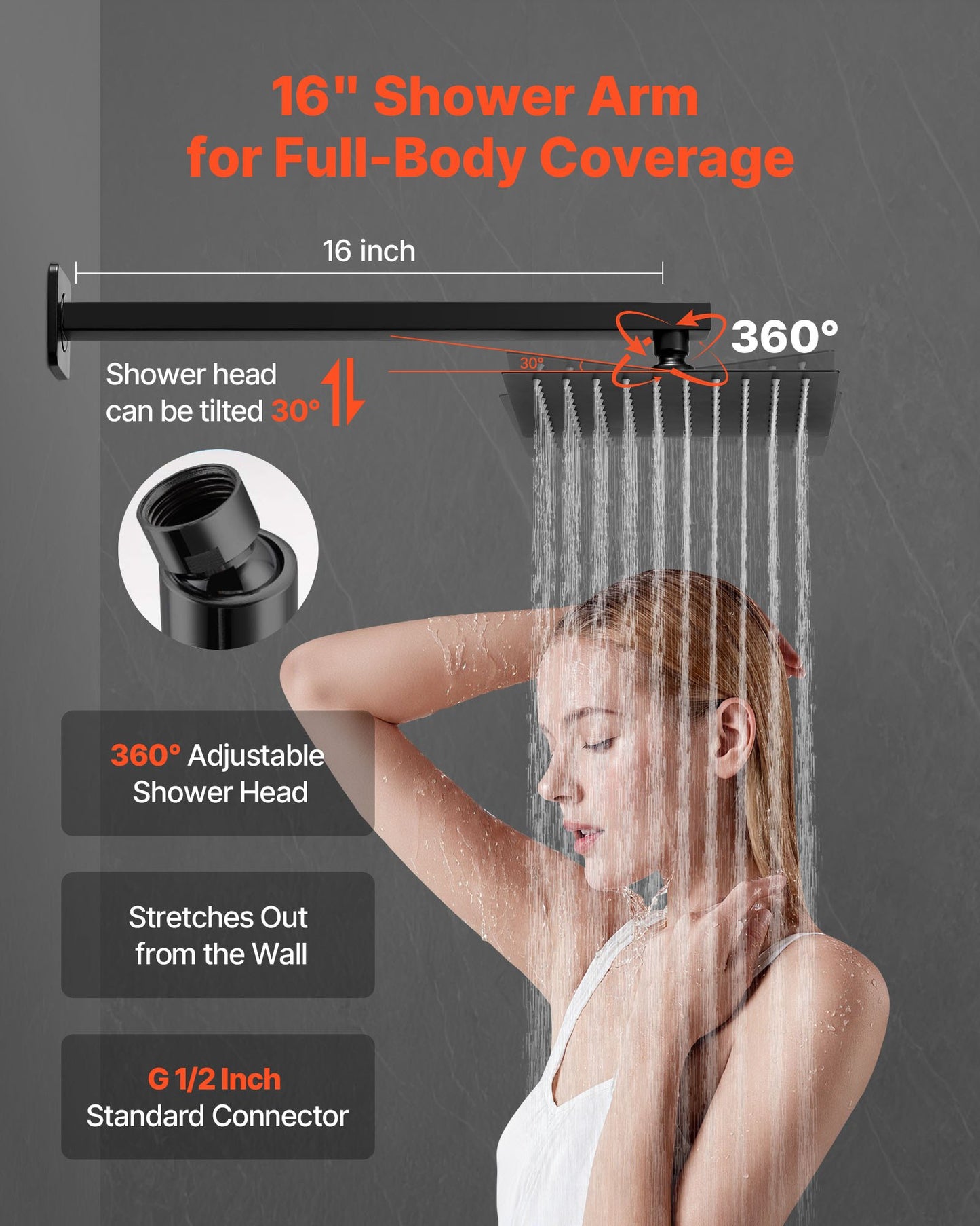 Shower Faucet Set, Rainfall Bathroom Shower System with 8-Inch (20.3cm) Square Rain Shower Head and Handheld Spray, Wall Mounted Bath Fixtures with Brass Valve and Trim Kit, Matte Black