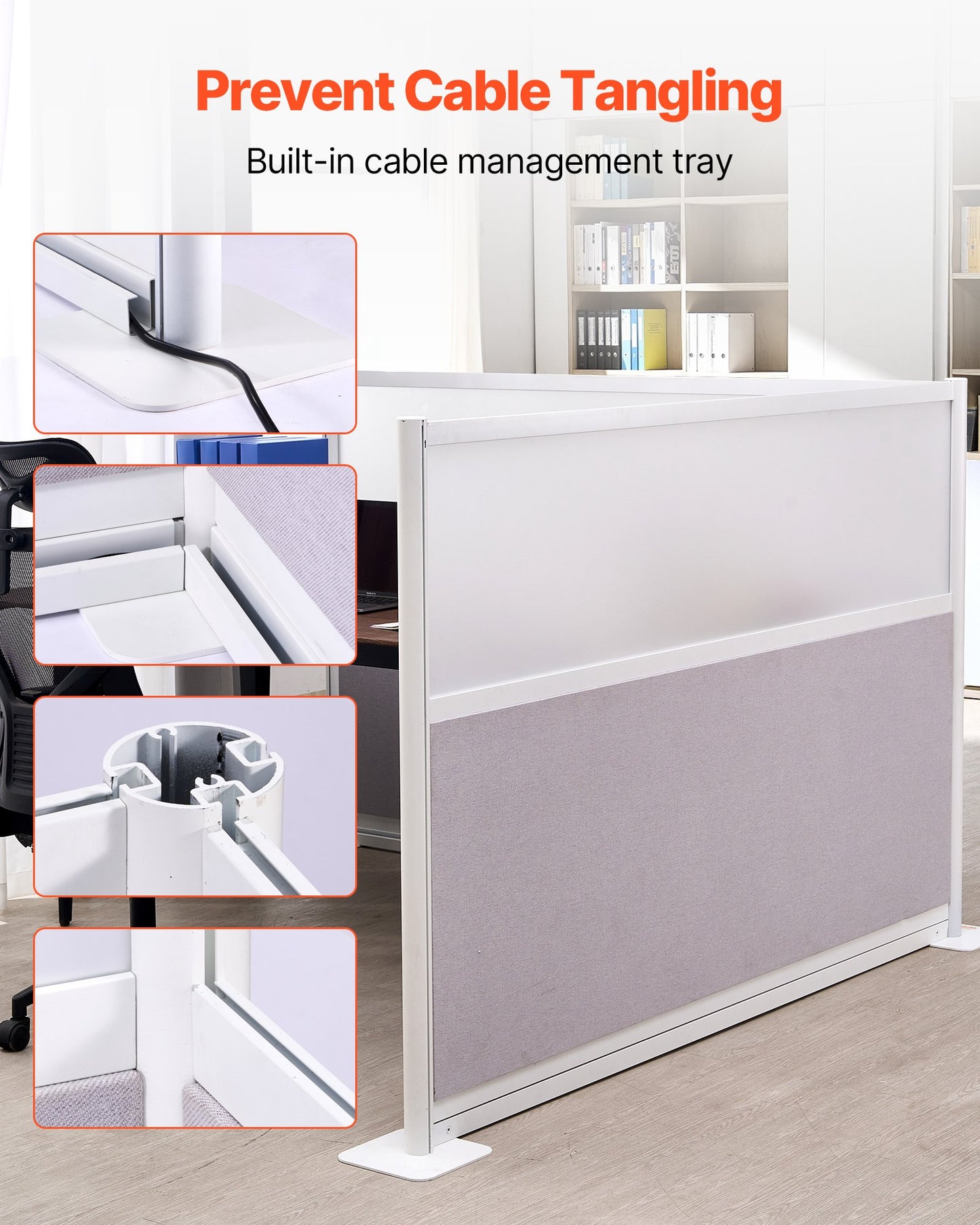 Office Divider Privacy Partitions, 2-Pack, 1.83m x 1.22m Room Divider Walls, PET Workstation Cubicle Partition with Frosted Acrylic Windows, Freestanding Privacy Panels for Office Library