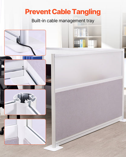 Office Divider Privacy Partitions, 2-Pack, 1.83m x 1.22m Room Divider Walls, PET Workstation Cubicle Partition with Frosted Acrylic Windows, Freestanding Privacy Panels for Office Library