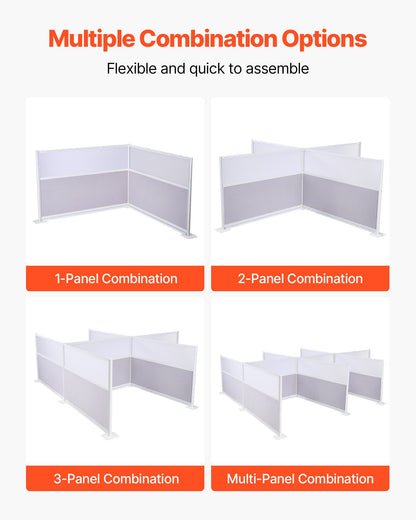 Office Divider Privacy Partitions, 2-Pack, 1.83m x 1.22m Room Divider Walls, PET Workstation Cubicle Partition with Frosted Acrylic Windows, Freestanding Privacy Panels for Office Library