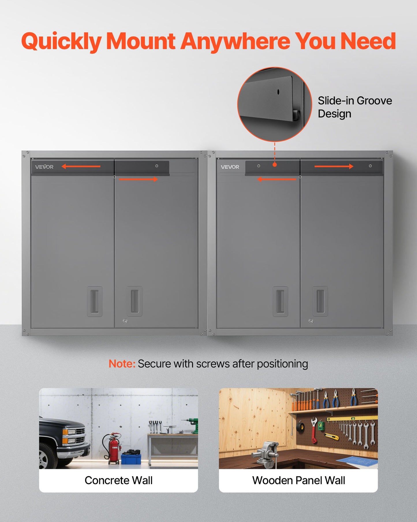 Väggskåp i metall, 76,2 B x 31 D x 76,2 H cm, hängande förvaringsskåp i stål med låsbara dörrar och justerbar hylla för garage, källare, kök, montering krävs i lager, svart