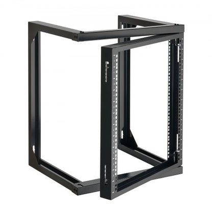 12U Wall Mount Server Rack, 68.04 kg Max Load Capacity, Open Frame Network Rack with 180 Degrees Gate Swing Door, Carbon Steel, Ideal for IT Network Equipment & AV Devices Computer Server, Black