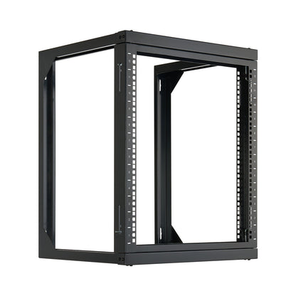 12U Wall Mount Server Rack, 68.04 kg Max Load Capacity, Open Frame Network Rack with 180 Degrees Gate Swing Door, Carbon Steel, Ideal for IT Network Equipment & AV Devices Computer Server, Black