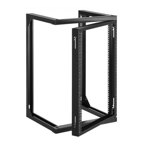 15U Wall Mount Server Rack, 68.04 kg Max Load Capacity, Open Frame Network Rack with 180 Degrees Gate Swing Door, Carbon Steel, Ideal for IT Network Equipment & AV Devices Computer Server, Black