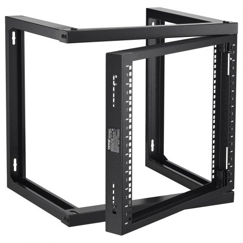 9U Wall Mount Rack 150 lbs/68.04 kg Open Frame Server Network Rack Black 530x450x520mm