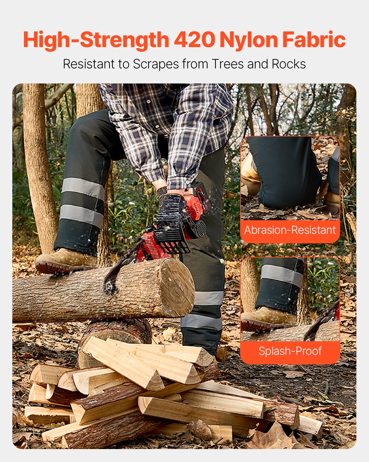 Chainsaw Chaps Wrap, Class A, 8 Layers Chainsaw Pants with Adjustable Belt & Gear Pocket, Chain Saw Chaps for Men/Women, Chainsaw Safety Equipment for Loggers Forest Workers X-Large Black