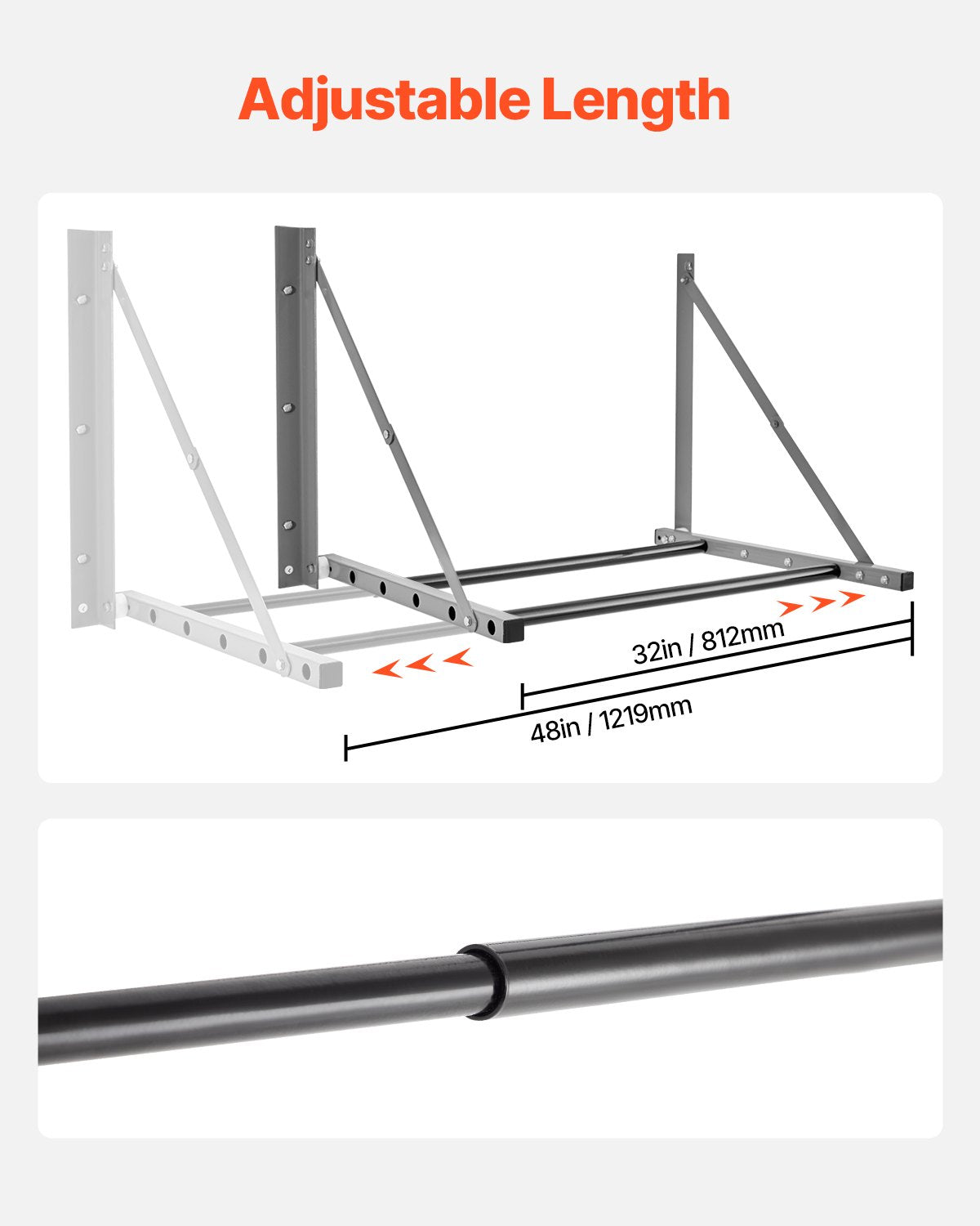 Väggmonterat hopfällbart däckställ, 32" - 48" justerbart däckställ, Q235 kraftigt ståldäckställ för R14-R20 tums standarddäck, max 300lbs lastkapacitet för garage, verkstad och reparationsverkstad