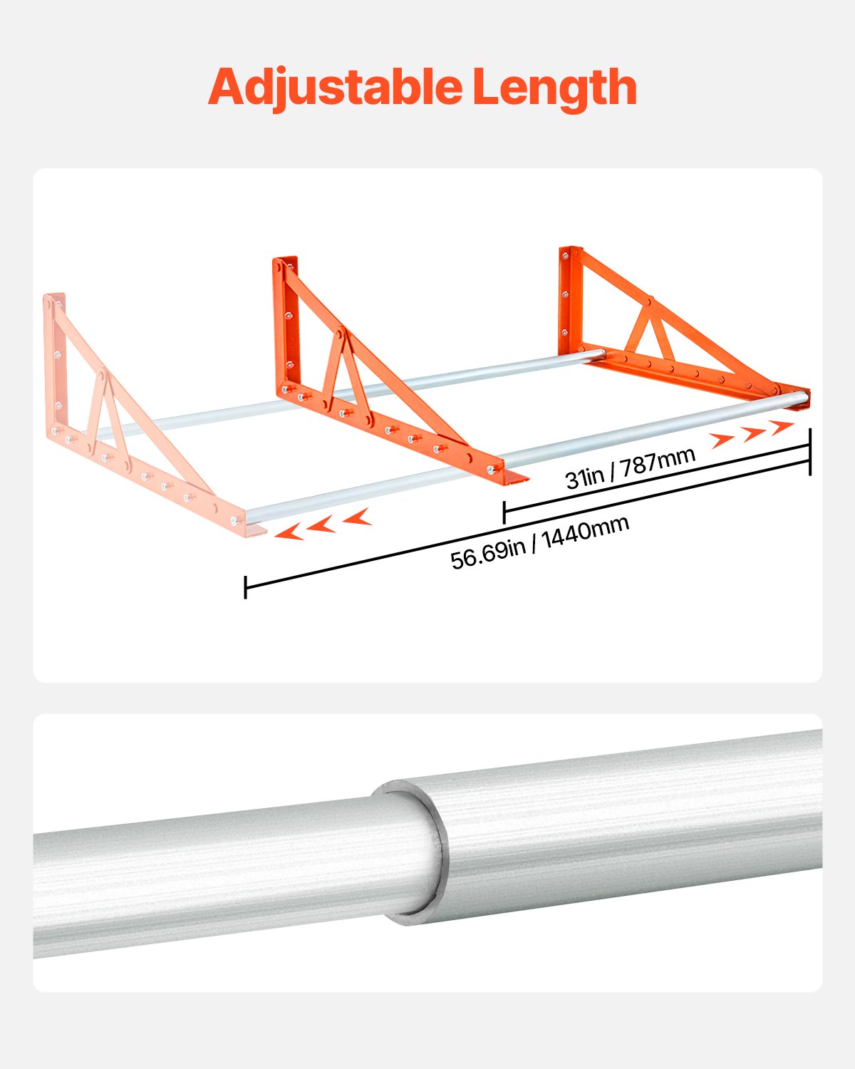 Väggmonterat däckställ, justerbart däckställ 31" - 56", kraftigt däckställ i stål Q235 för standarddäck R14-R20 tum, max 400lbs lastkapacitet, perfekt för garage, verkstad och reparationsverkstad