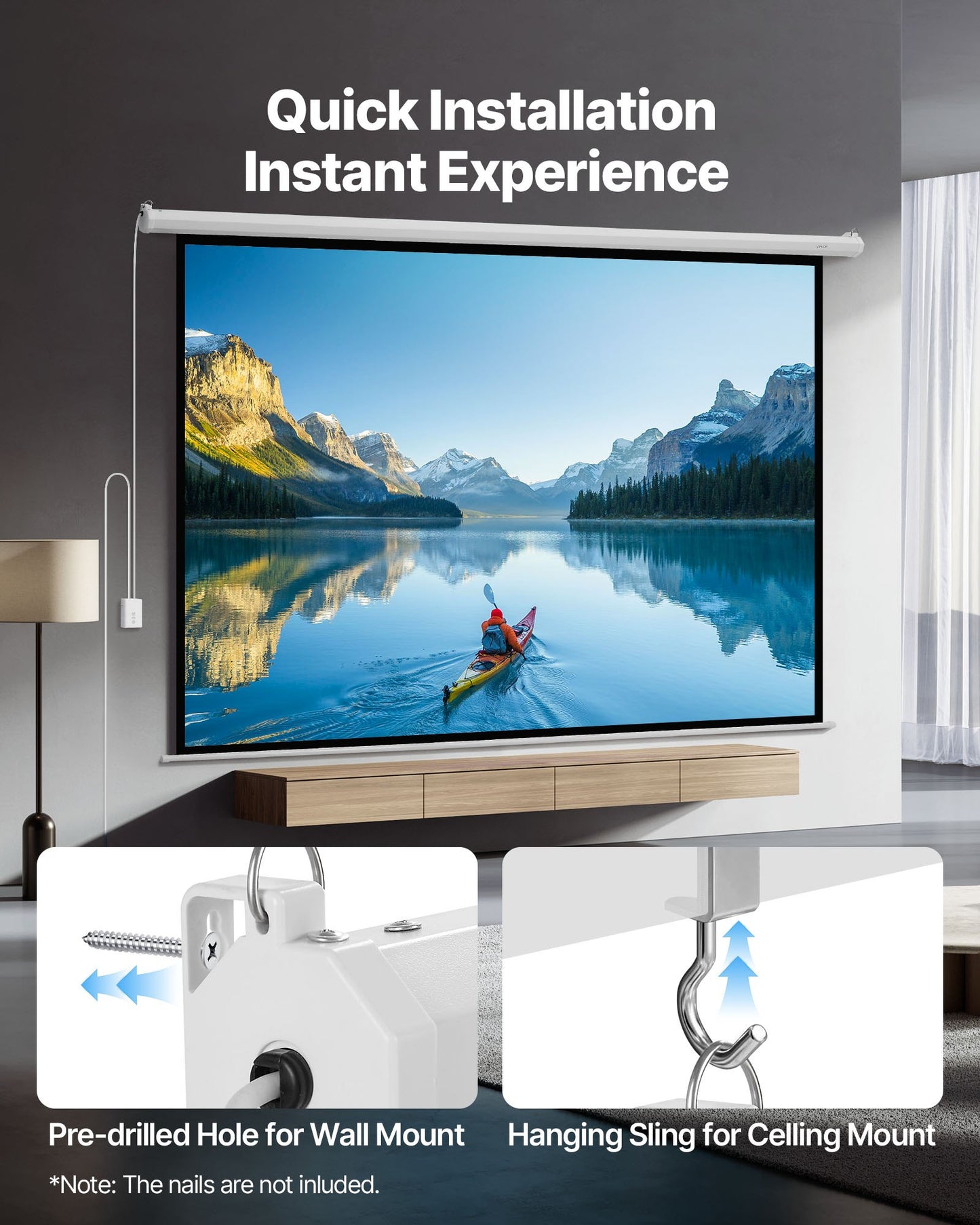 Motoriserad projektorduk, 3048 mm 4:3 1080 HD elektrisk projektorduk, väggmonterad projektorduk med fjärrkontroll, automatisk filmduk för hemmabio på familjekontor