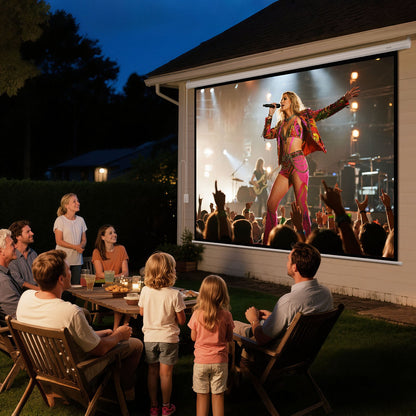 Motoriserad projektorduk, 3048 mm 4:3 1080 HD elektrisk projektorduk, väggmonterad projektorduk med fjärrkontroll, automatisk filmduk för hemmabio på familjekontor