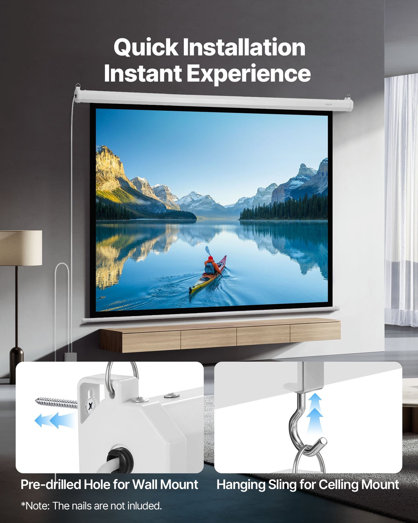 Motoriserad projektorduk, 1829 mm 4:3 1080 HD elektrisk projektorduk, väggmonterad projektorduk med fjärrkontroll, automatisk filmduk för hemmabio på familjekontor