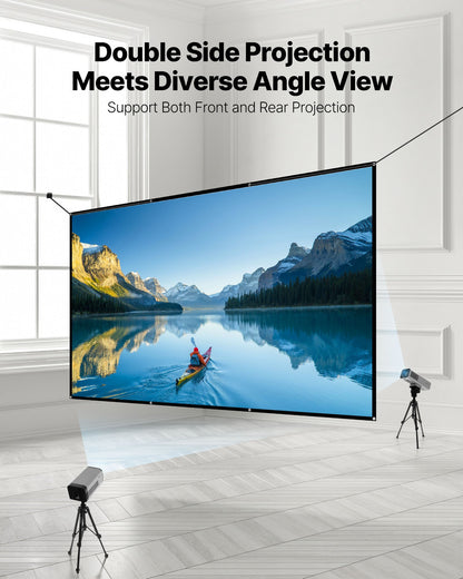 Projektorduk, 3048 mm 16:9 4K 1080 HD projektionsduk, väggmonterad projektionsskärm med 8 krokar och dubbelhäftande tejp, bärbar filmduk för familjens hemmakontorsbio