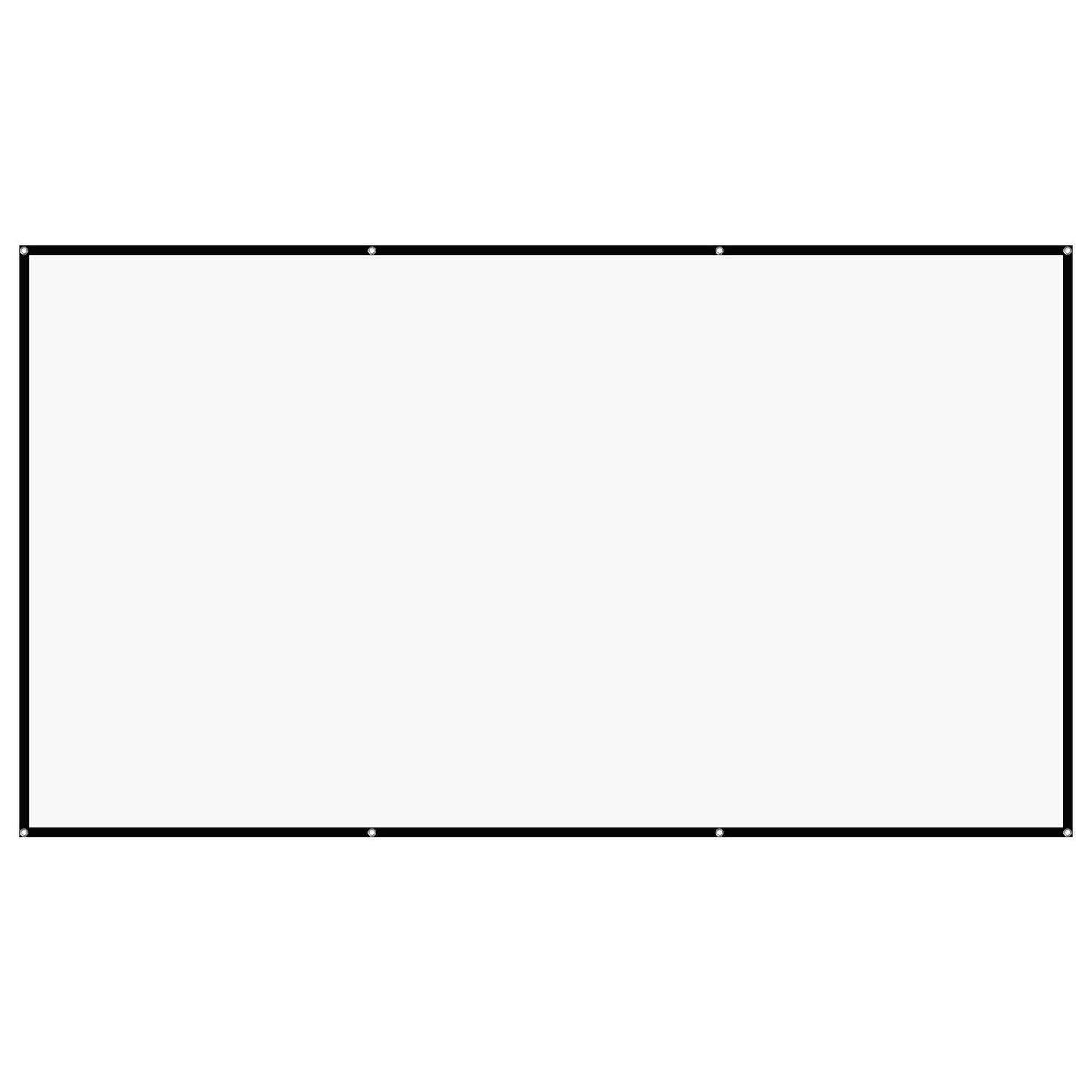 Projektorduk, 3048 mm 16:9 4K 1080 HD projektionsduk, väggmonterad projektionsskärm med 8 krokar och dubbelhäftande tejp, bärbar filmduk för familjens hemmakontorsbio