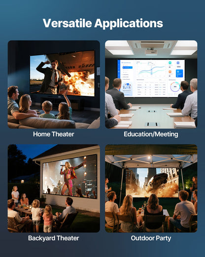 Projektorduk, 3810 mm 16:9 4K 1080 HD projektionsduk, väggmonterad projektionsskärm med 12 krokar och dubbelhäftande tejp, bärbar filmduk för hemmabio på familjen/kontoret