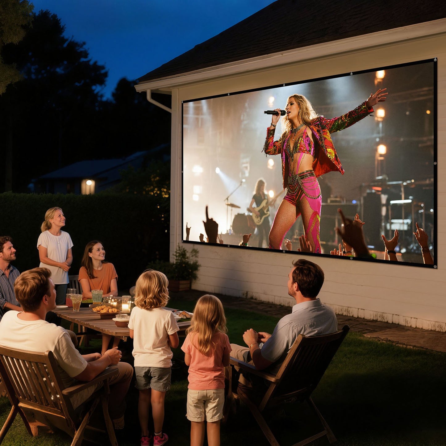 Projektorduk, 3810 mm 16:9 4K 1080 HD projektionsduk, väggmonterad projektionsskärm med 12 krokar och dubbelhäftande tejp, bärbar filmduk för hemmabio på familjen/kontoret