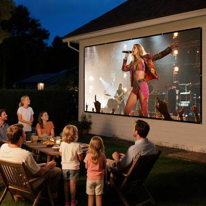 Projektorduk, 3810 mm 16:9 4K 1080 HD projektionsduk, väggmonterad projektionsskärm med 12 krokar och dubbelhäftande tejp, bärbar filmduk för hemmabio på familjen/kontoret