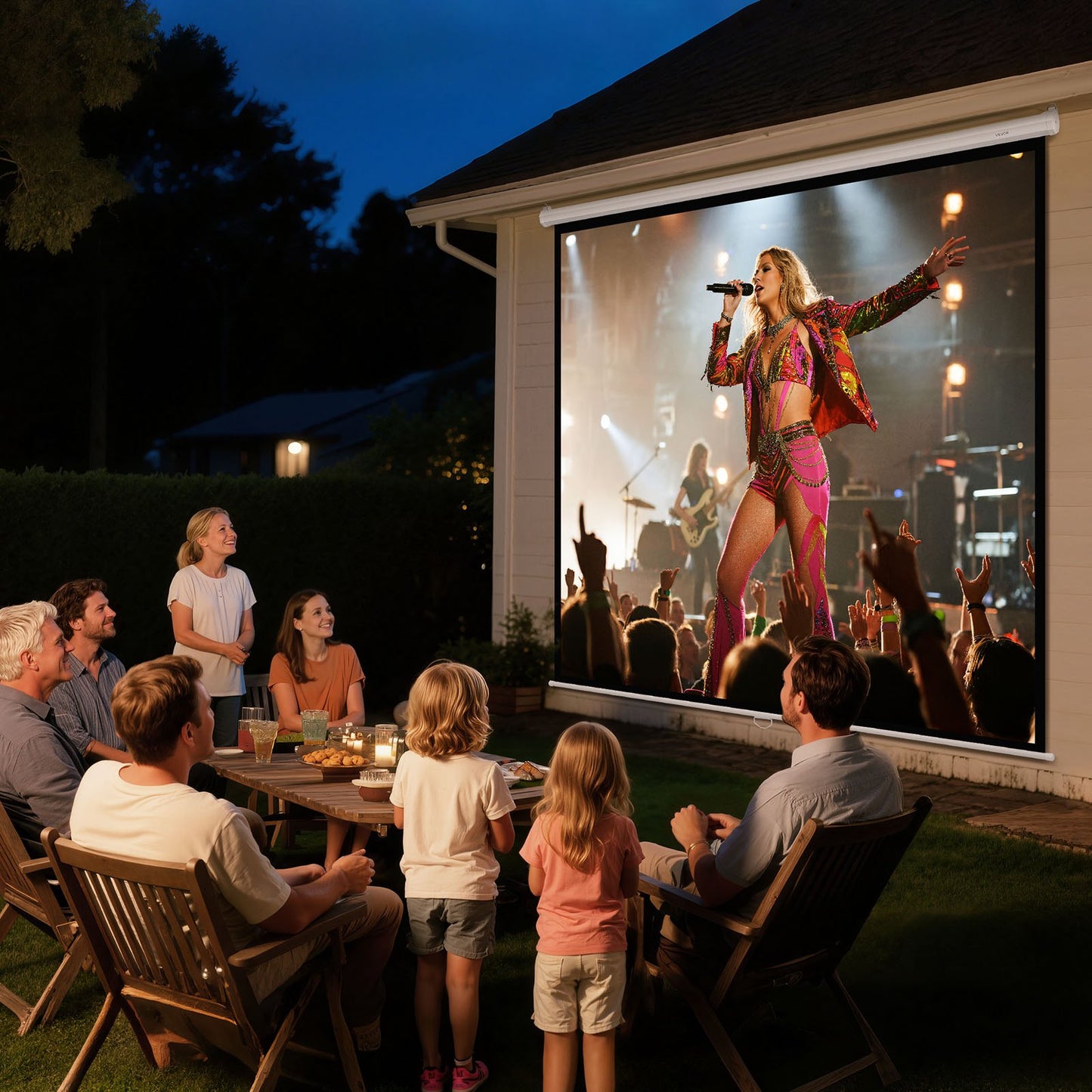 Manuell projektorduk, 3048 mm 1:1 4K 1080 HD infällbar neddragbar projektorduk, väggmonterad filmprojektion med dragrep, bärbar projektorduk för hemmabio på familjekontor