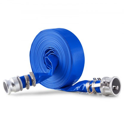 Backwash Hose, 38 mm(1.5 in) x 15.2 m(50 ft), Blue High Quality PVC Hose, with Clamps, Camlock, Aluminum Fittings, Fit Various Pumps, for Sewage Treatment, Water Transportation and More Agricultural Purposes