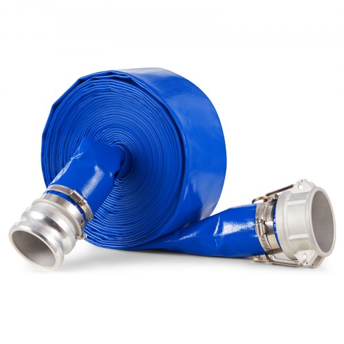 Spolslang, 76 mm (3 tum) x 15,2 m (50 fot), blå PVC-slang av hög kvalitet, med klämmor, kamlås, aluminiumkopplingar, passar olika pumpar, för avloppsrening, vattentransport och fler jordbruksändamål