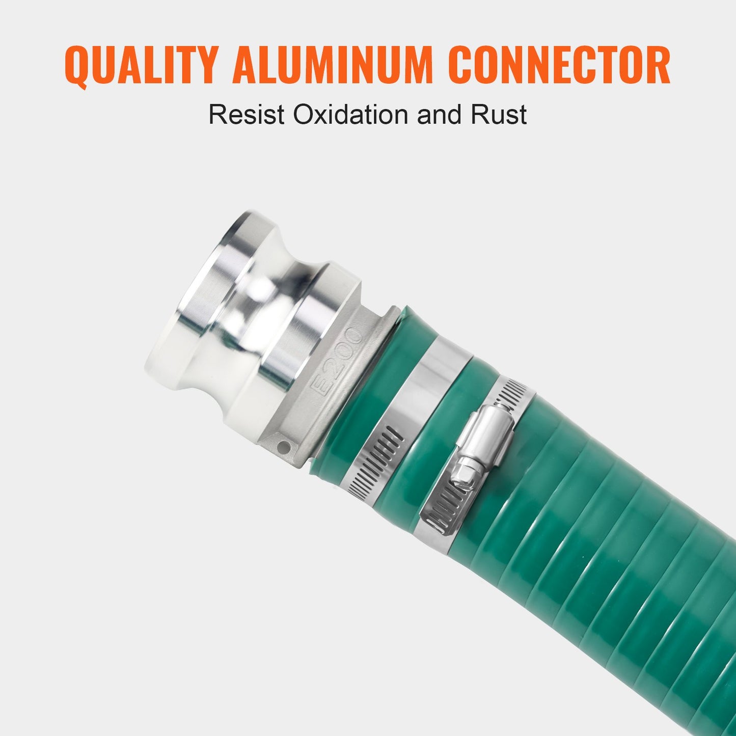 Sugslang, 51 mm (2 tum) x 6,1 m (20 fot), grön högkvalitativ slang, med Camlock-kopplingar och aluminiumkopplingar, passar olika pumpar, för avloppsrening, vattentransport och fler jordbruksändamål