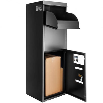Paketleveranslådor för utomhusbruk 35,3 x 29,5 x 106,7 cm, leveranslåda i galvaniserat stål för paket med kodlås, stöldskyddsbaffel, IPX3 vattentät paketlåda för utomhusbruk, veranda, trottoarkant