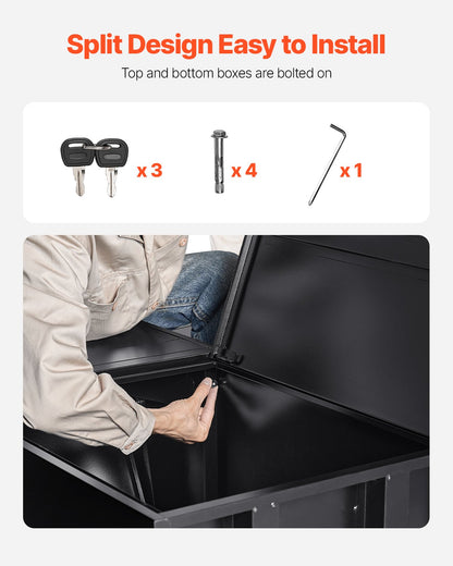 Paketleveranslådor för utomhusbruk, 38,6 tums brevlåda för paket med lås, paketlåda i galvaniserat stål med stöldskydd, väderbeständig paketbrevlåda för hem och kontor, svart