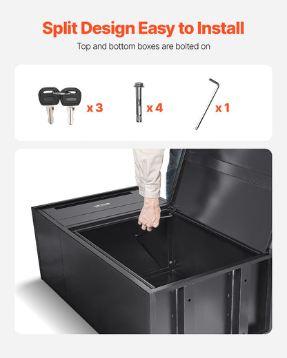 Package Delivery Boxes for Outside, 35.8 in Mailbox for Parcel with Lock, Galvanized Steel Package Drop Box with Anti-Theft Design, Weather-Resistant Package Mailbox for Home and Office, Black