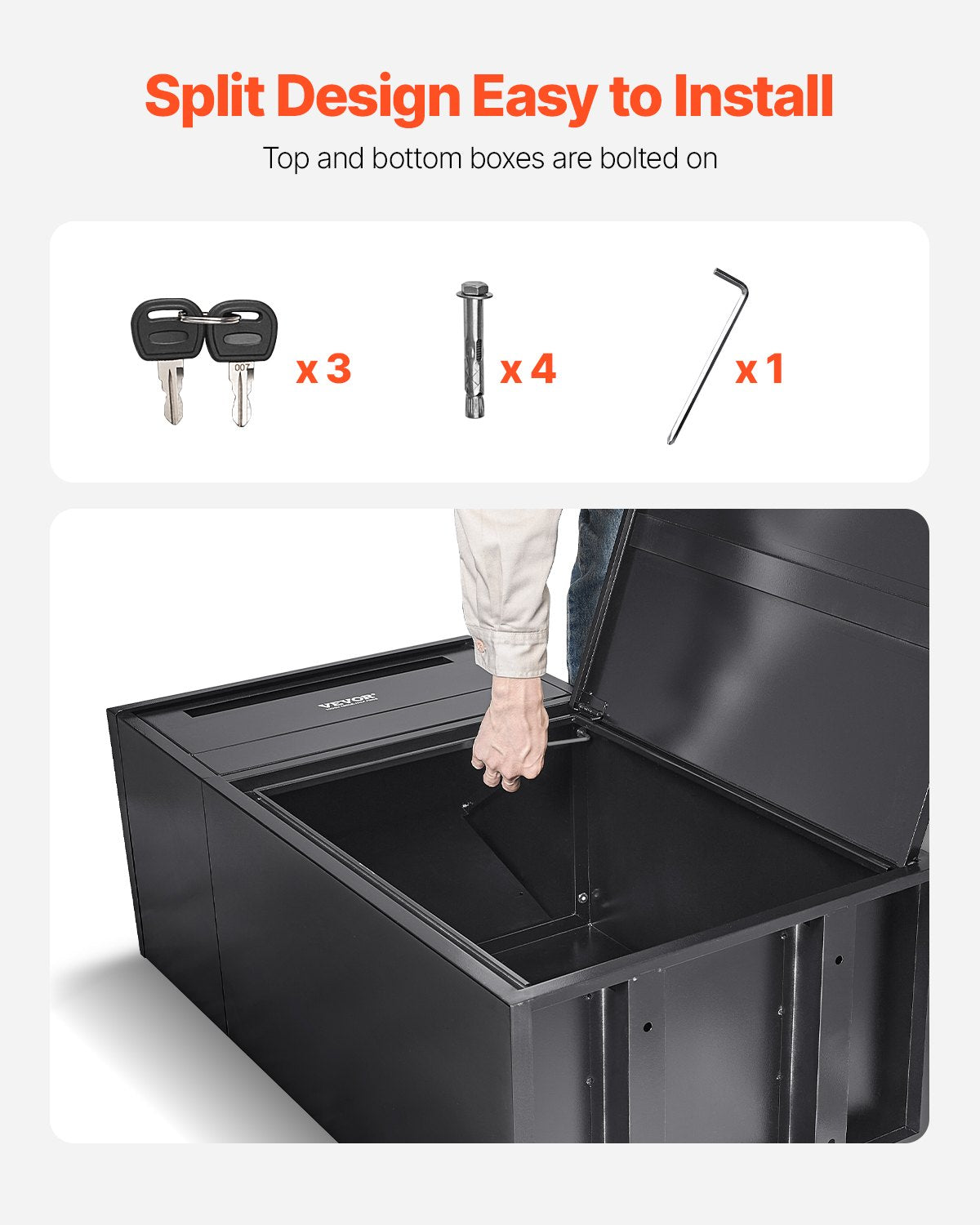 Package Delivery Boxes for Outside, 35.8 in Mailbox for Parcel with Lock, Galvanized Steel Package Drop Box with Anti-Theft Design, Weather-Resistant Package Mailbox for Home and Office, Black