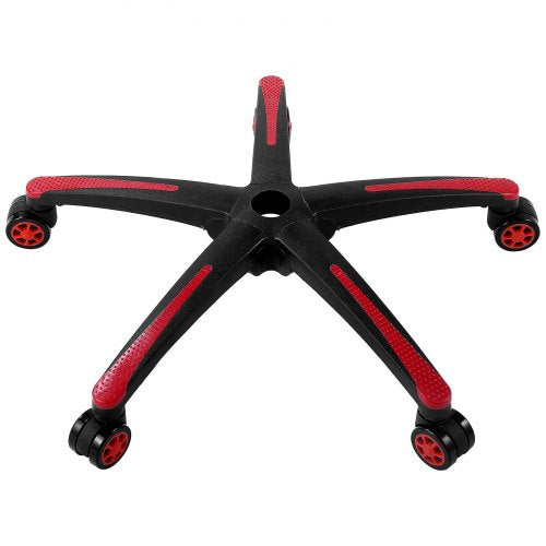 Kontorsstolsbas, 28", 2500 lbs statisk belastning, kraftig universal datorbordsstolsbas med 5 hjul och förstärkta ben, ersättning för skrivbordsstolsbas, svart + röd