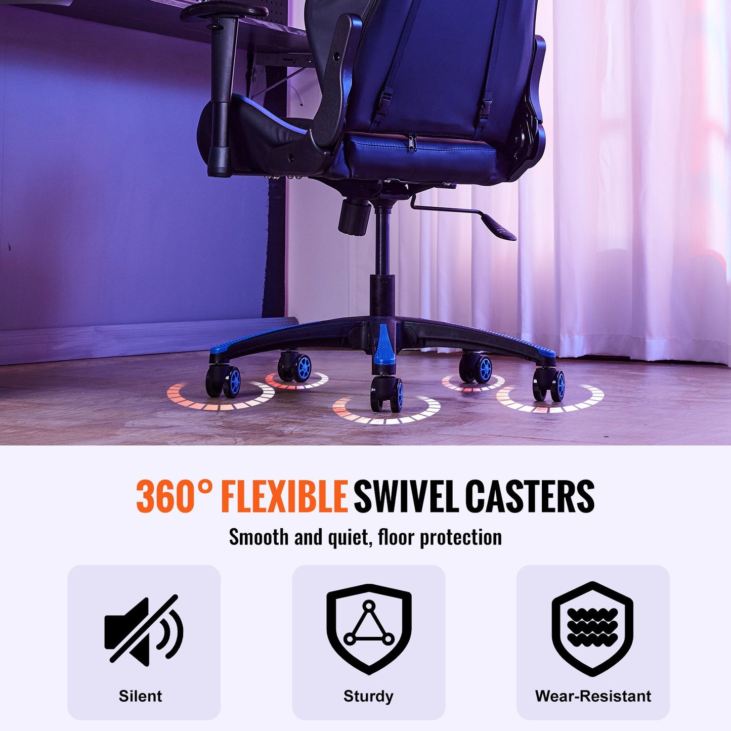 Office Chair Base Replacement, 28", 2500 lbs Static Load, Heavy Duty Universal Computer Desk Chair Stool Base Part with 5 Casters and Reinforced Legs, Desk Chair Base Replacement, Black + Blue