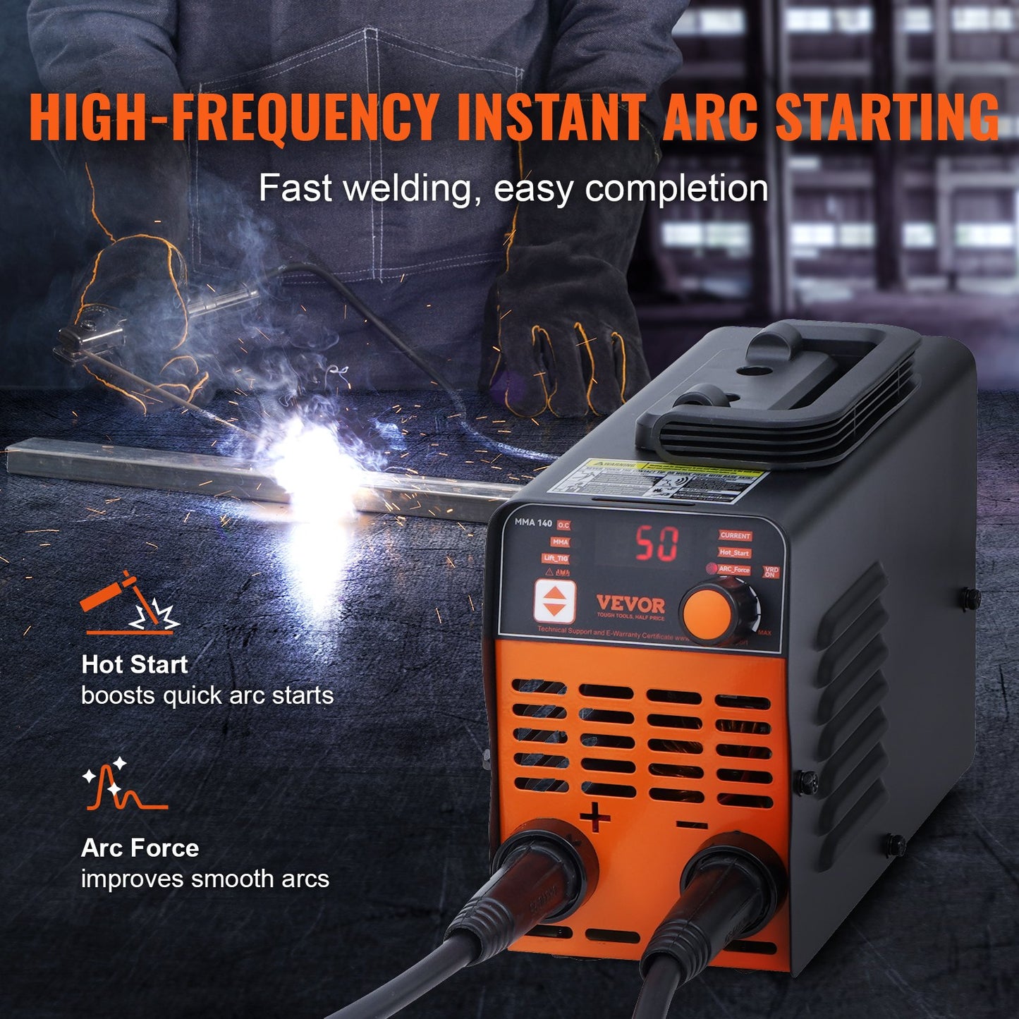 220V Stick Welder, 140A ARC/Lift TIG Welding Machine with Large LED Display, 2-in-1 Portable Stick Welding Machine with Hot Start Arc Force Anti-Stick VRD, MMA ARC Welder Machine for Welding