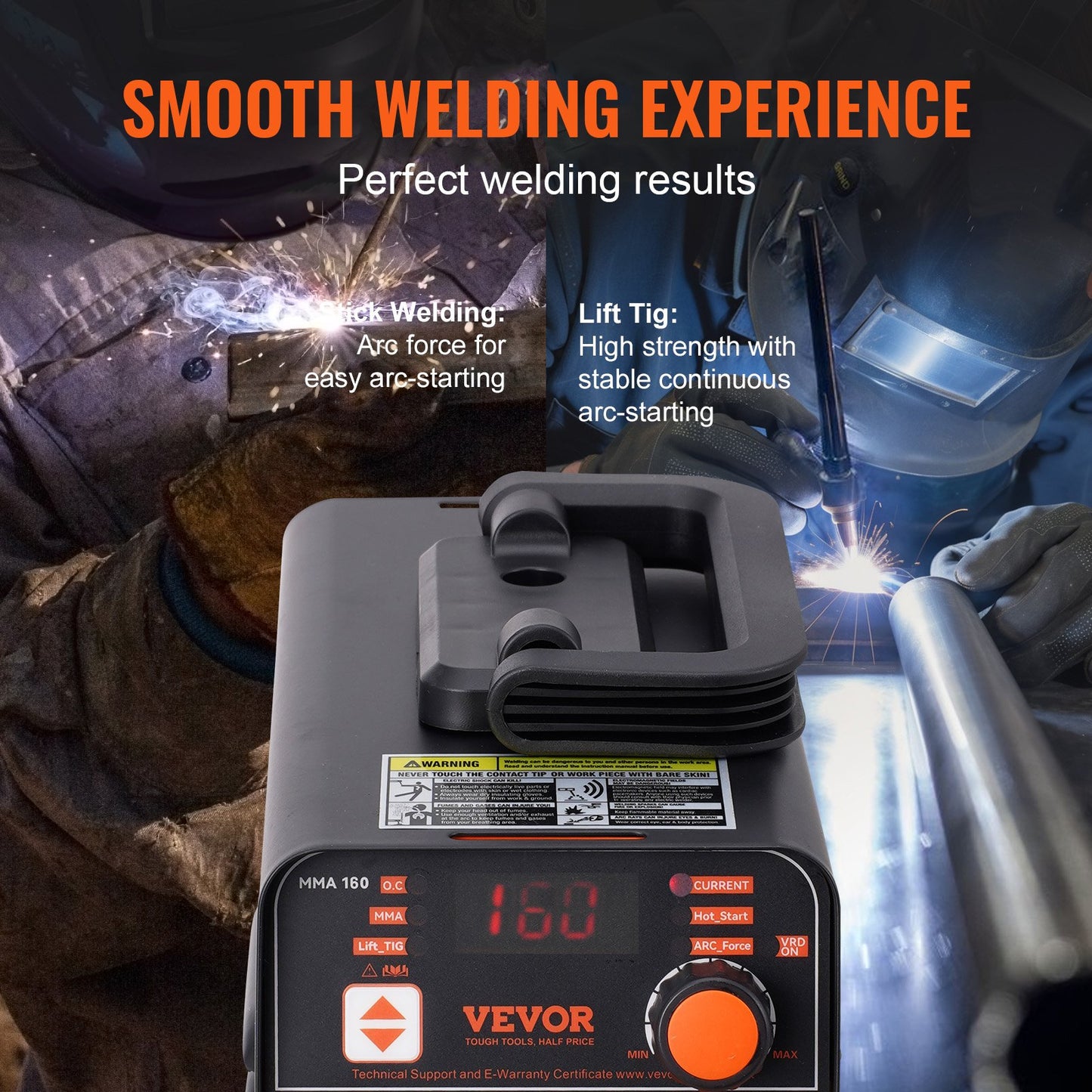 220V Stick Welder, 160A ARC/Lift TIG Welding Machine with Large LED Display, 2-in-1 Portable Stick Welding Machine with Hot Start Arc Force Anti-Stick VRD, MMA ARC Welder Machine, Welding