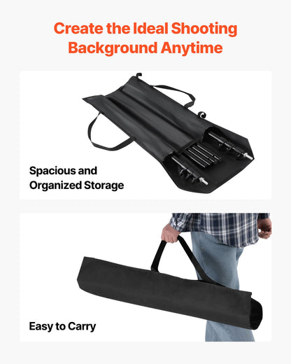 Bakgrundsstativ, justerbart fotobakgrundsstativ för 3 x 3 meter, bärbart bakgrundsstativ med 4 tvärstänger, kraftigt projektordukstativ, för bröllop, fotovideostudio och fest