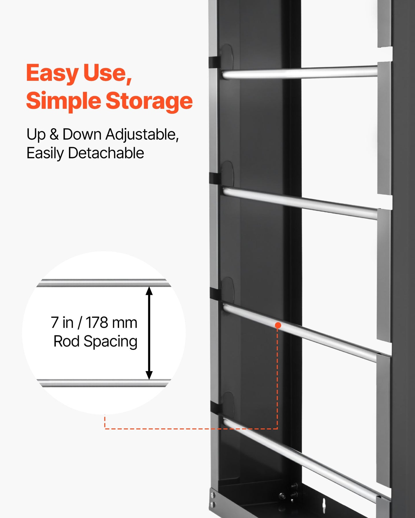 Trådrullställ, 4 justerbara stänger, kallvalsat ståltrådsrullhållare väggmonterad för multispolar, kabelförvaring, kabelhållare med kapacitet 68 kg / 150 lbs, för elektrisk industriell detaljhandel