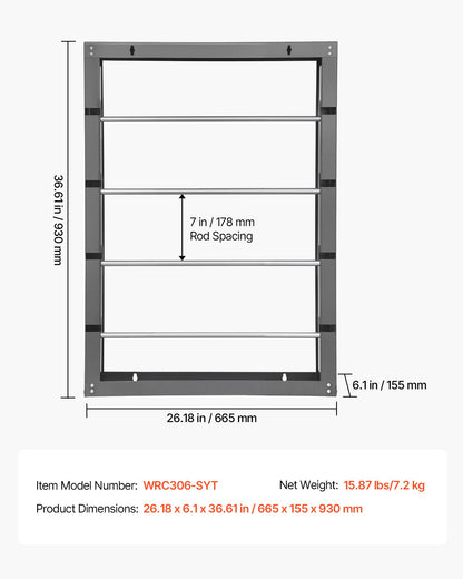 Trådrullställ, 4 justerbara stänger, kallvalsat ståltrådsrullhållare väggmonterad för multispolar, kabelförvaring, kabelhållare med kapacitet 68 kg / 150 lbs, för elektrisk industriell detaljhandel