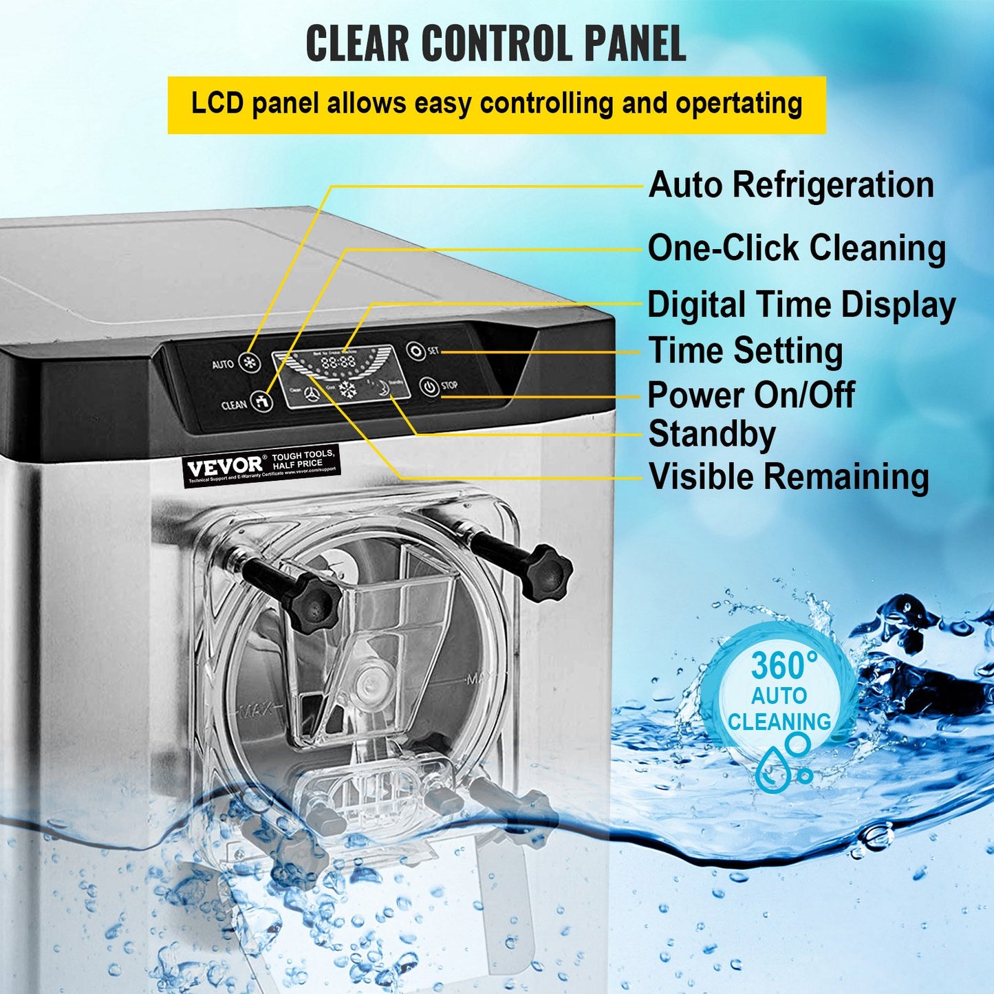 Commercial Hard Ice Cream Machine 3.5-4.4 UK Gallon/H Stainless Steel Ice Cream Maker