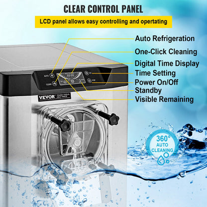 Commercial Hard Ice Cream Machine 3.5-4.4 UK Gallon/H Stainless Steel Ice Cream Maker