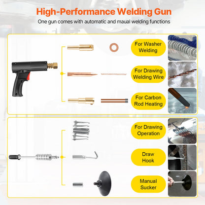 Stud Welder Dent Repair Kit, Spot Welding Machine with Slide Hammer Dent Puller, Professional Dent Removal Kit for Auto Body Dent Repair
