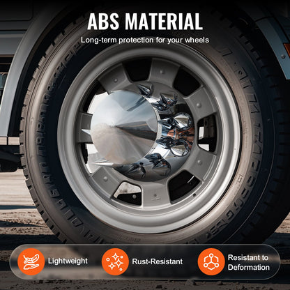 Rear Axle Wheel Covers, Spiked Axle Cover for Semi Truck, ABS Electroplate Rust-Resistant Lug Nut Covers, Universal Fit, Installation Tool Included, Complete Axle Cover Combo Kit