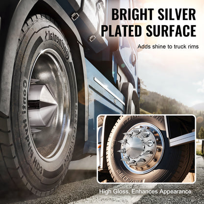 Hjulskydd för bakre framaxel, Spikade axelskydd för lastbil, Rostbeständiga hjulmuttrarskydd i ABS, Universalpassning, Monteringsverktyg ingår, Kombinationssats för 2 navskydd fram och 4 bakaxel