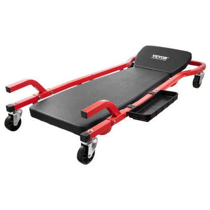 Mechanic Garage Creeper, 1118 mm, 136.1 kg Capacity Automotive Rolling Creeper with 6 Casters Adjustable Cushioned Headrest Tool Tray, Heavy Duty Steel Frame for Garages, Repair Shops, and DIY