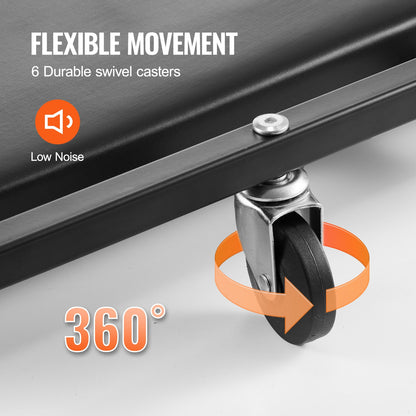 Mekanisk garagekrypvagn, 1016 mm, 136,1 kg kapacitet Rullande krypvagn för bilar med 6 hjul Justerbart vadderat nackstöd, kraftig stålram Lågprofil för garage, verkstäder och gör-det-själv-projekt