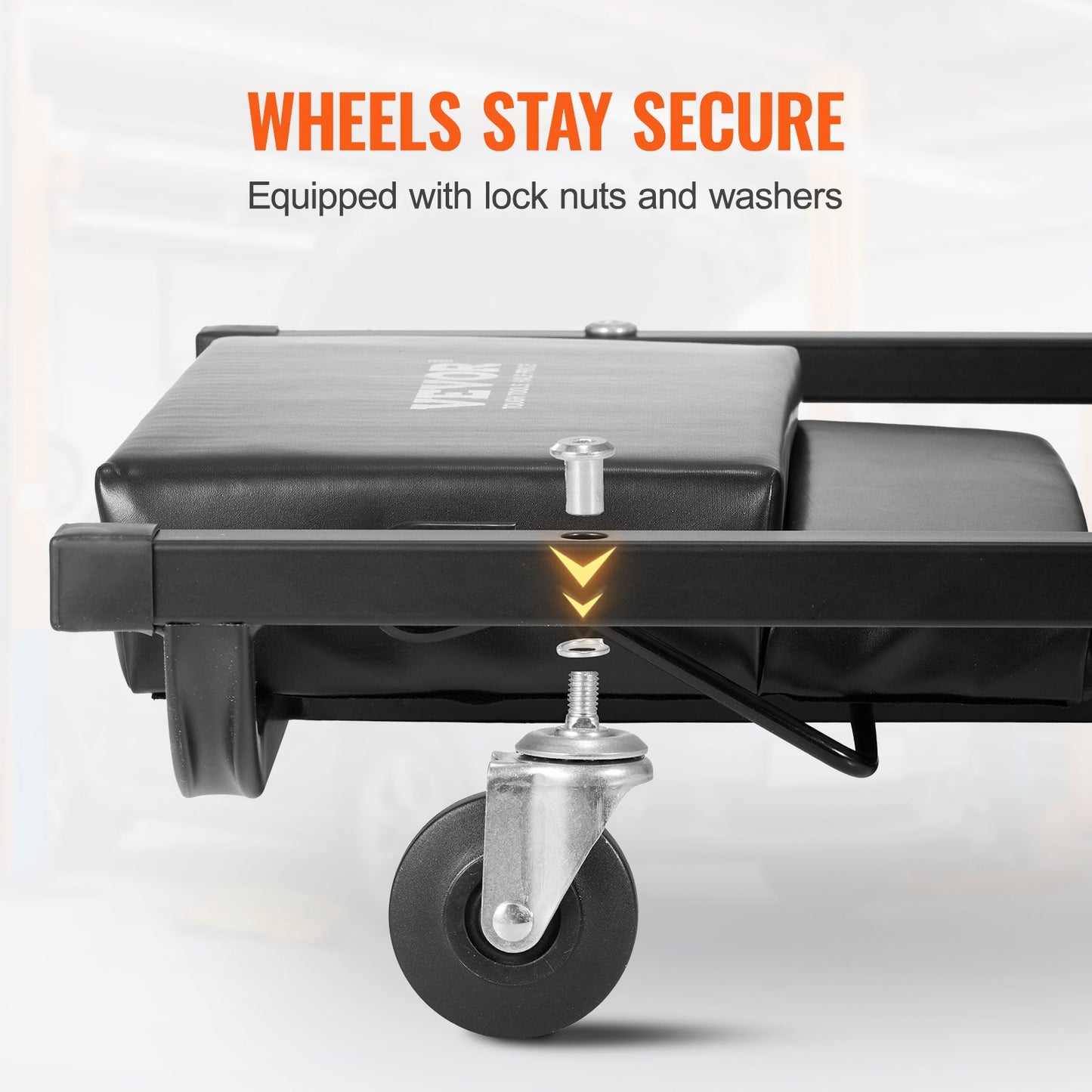 Mekanisk garagekrypvagn, 1016 mm, 136,1 kg kapacitet Rullande krypvagn för bilar med 6 hjul Justerbart vadderat nackstöd, kraftig stålram Lågprofil för garage, verkstäder och gör-det-själv-projekt
