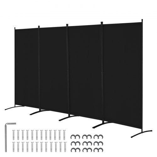 Room Divider, 4 Panels Room Divider, Folding Privacy Screen and Portable Partition Divider for Room Separation, Freestanding Room Partitions for Office, Bedroom, Study, Black