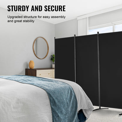 Room Divider, 4 Panels Room Divider, Folding Privacy Screen and Portable Partition Divider for Room Separation, Freestanding Room Partitions for Office, Bedroom, Study, Black