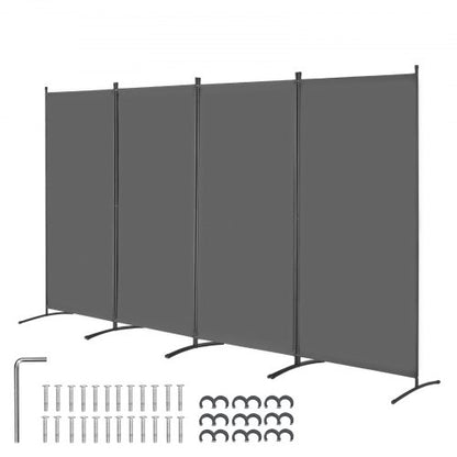 Room Divider, 4 Panels Room Divider, Folding Privacy Screen and Portable Partition Divider for Room Separation, Freestanding Room Partitions for Office, Bedroom, Study, Grey
