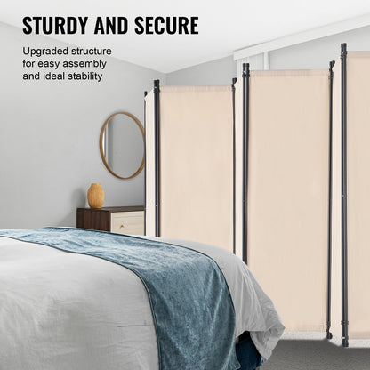 Room Divider, 6 Panels Room Divider, Folding Privacy Screen and Portable Partition Divider for Room Separation, Freestanding Room Partitions for Office, Bedroom, Study, Beige