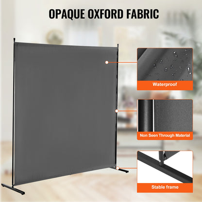 Rumsavdelare, Enkelpanelsrumsavdelare, 1,8 m insynsskyddsskärm inomhus, Skiljevägg för rumsavskiljning, Fristående rumsavdelare för kontor, Sovrum, Grå